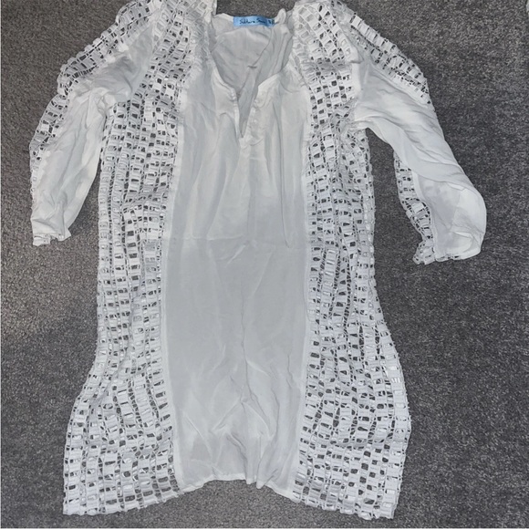 Solitaire Swim Bathing Suit Coverup White Beachy Size Medium swimwear - Picture 2 of 3